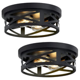 Flush Mount Ceiling Light Fixture,Black 2-Light Hallway Light Fixtures Ceiling,Light Fixtures Ceiling Mount(2 Pack)