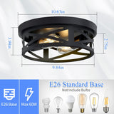 Flush Mount Ceiling Light Fixture,Black 2-Light Hallway Light Fixtures Ceiling,Light Fixtures Ceiling Mount(2 Pack)