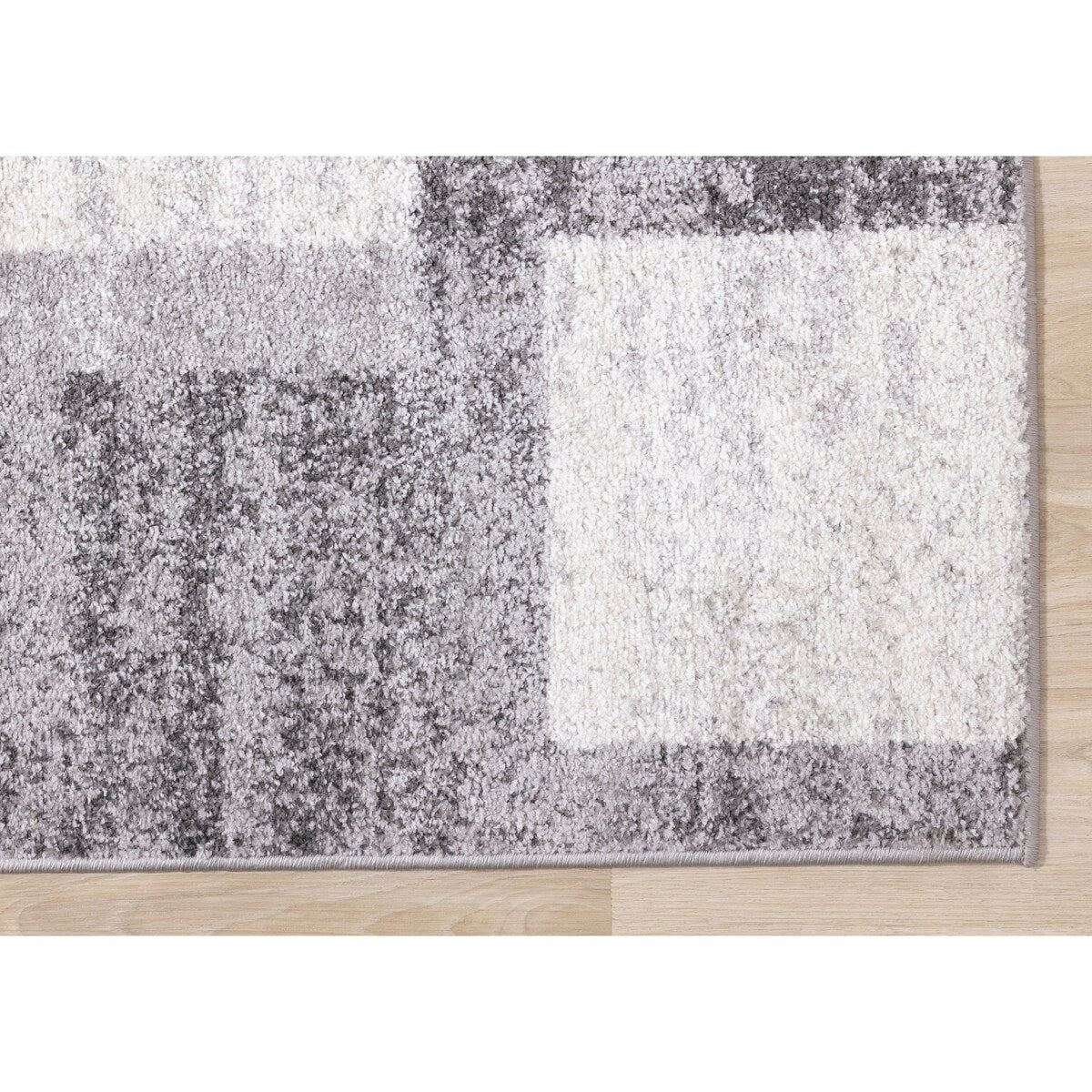 Flynn Collection - Grey/White Distressed Squares Rug