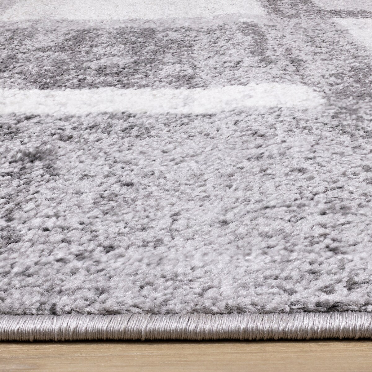 Flynn Collection - Grey/White Distressed Squares Rug