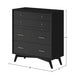 Flynn Mid Century Modern 4 Drawer Multifunction Chest, Black