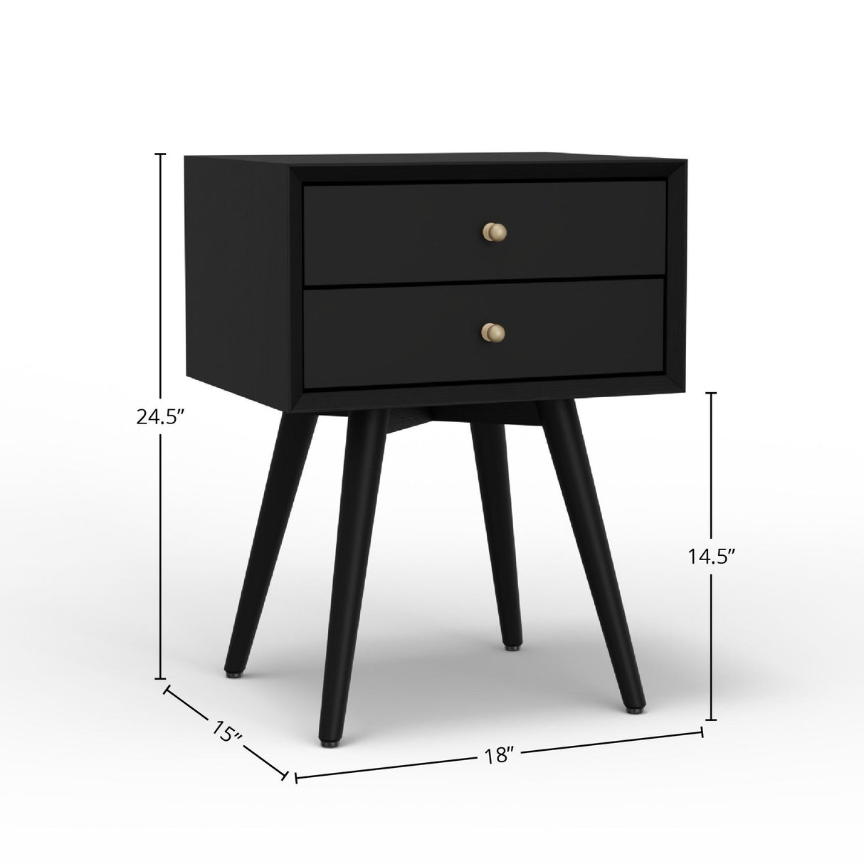 Flynn Small 2-Drawer Mahogany Nightstand with Legs