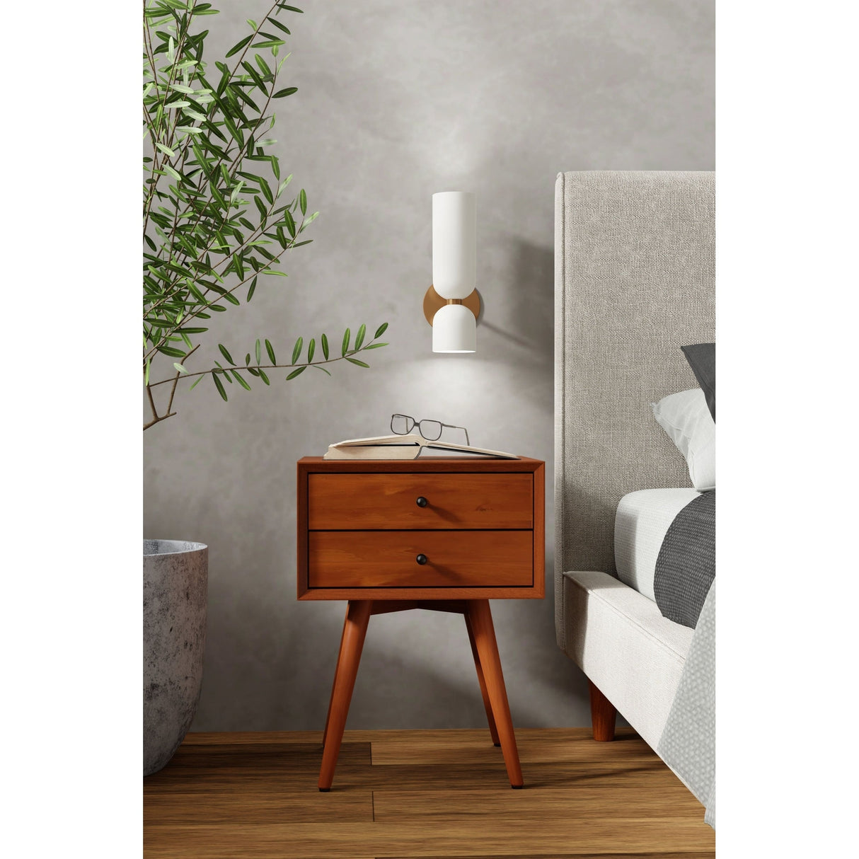 Flynn Small 2-Drawer Mahogany Nightstand with Legs