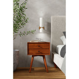 Flynn Small 2-Drawer Mahogany Nightstand with Legs