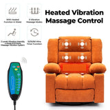 Foam Manual Swivel Rocker Recliner Heating Massage Chair, Orange