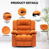 Foam Manual Swivel Rocker Recliner Heating Massage Chair, Orange