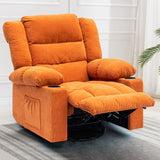 Foam Manual Swivel Rocker Recliner Heating Massage Chair, Orange