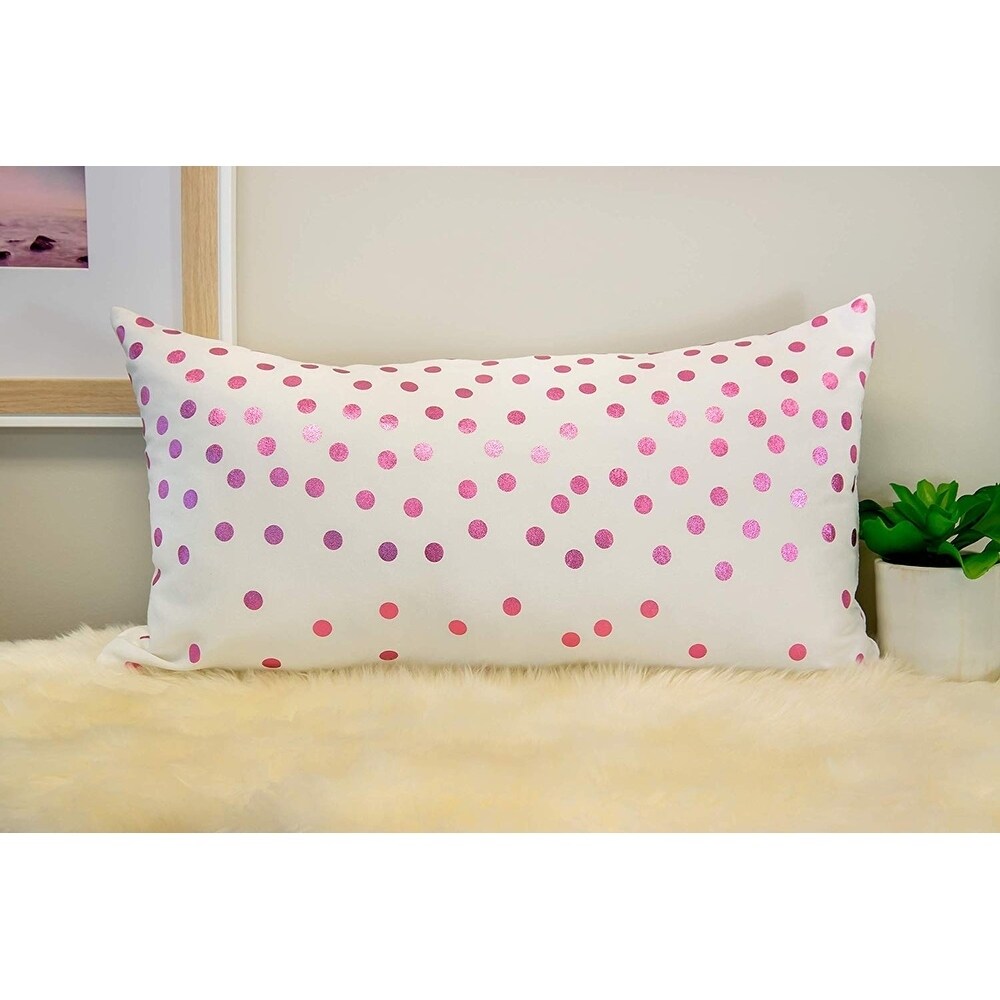 Foil Dots Small Pink Decorative Pillow, 14" x 26" 2-Pack