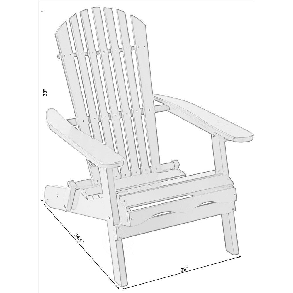 Foldable Adirondack Outdoor Wooden Patio Garden Lounge Chair Brown