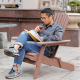 Foldable Adirondack Outdoor Wooden Patio Garden Lounge Chair Brown