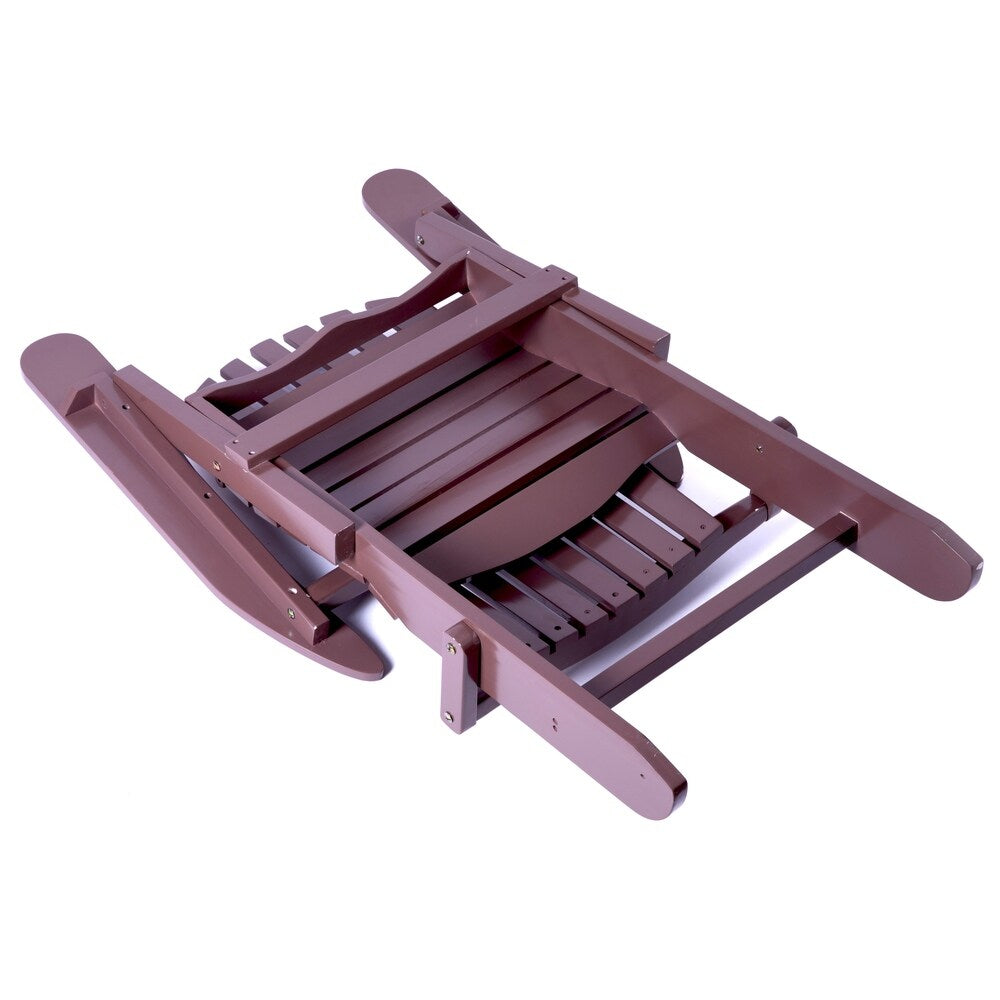 Foldable Adirondack Outdoor Wooden Patio Garden Lounge Chair Brown