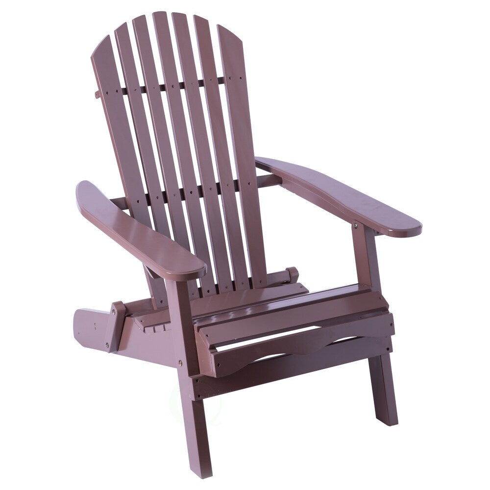 Foldable Adirondack Outdoor Wooden Patio Garden Lounge Chair Brown