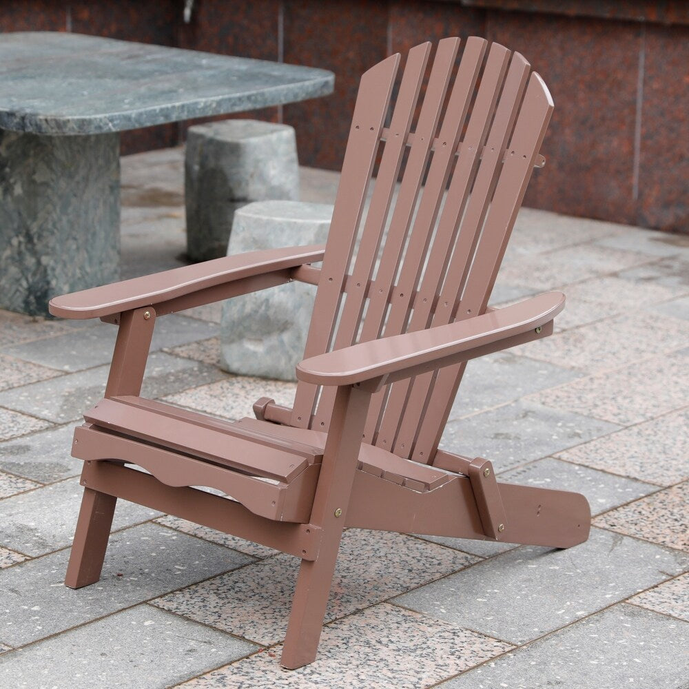 Foldable Adirondack Outdoor Wooden Patio Garden Lounge Chair Brown