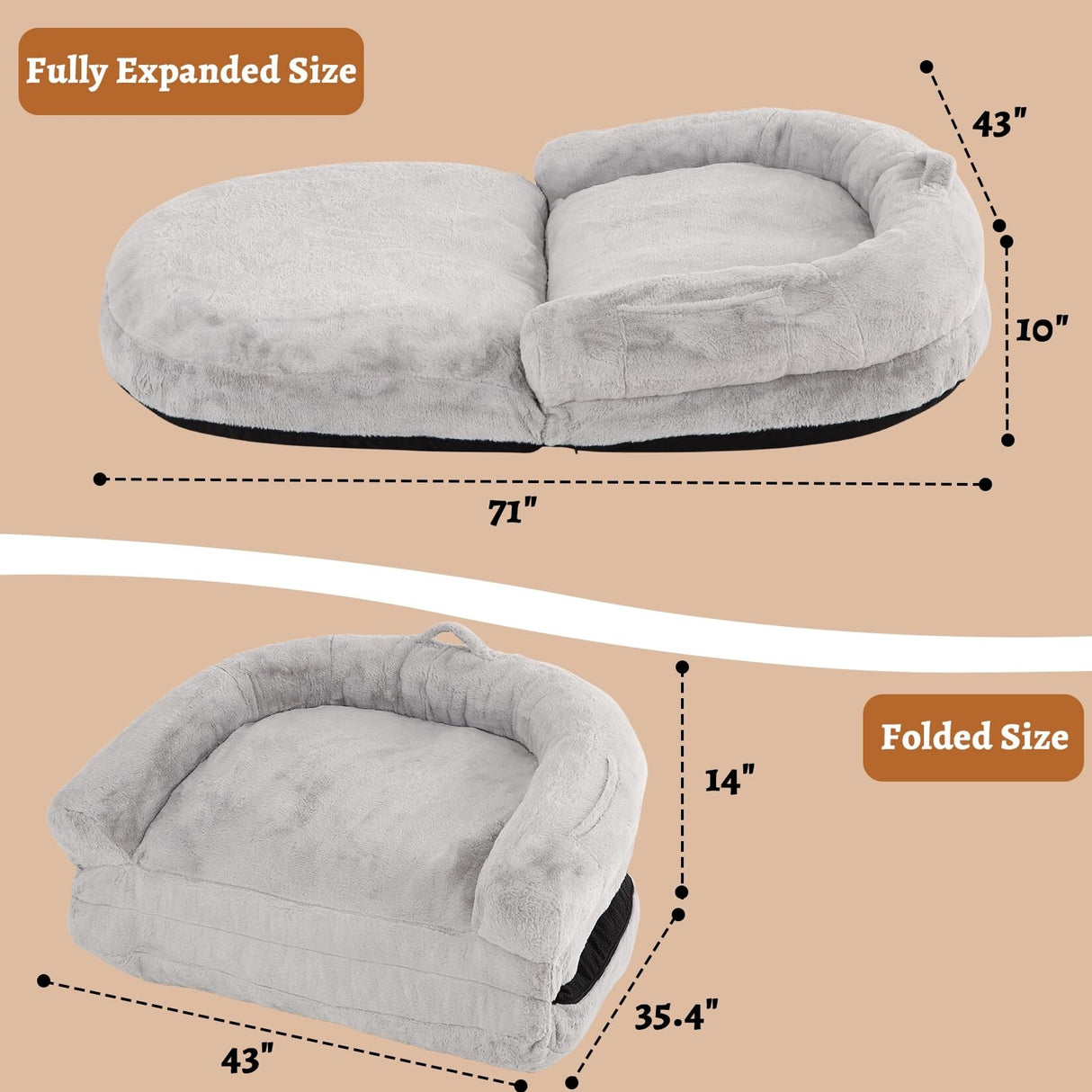 Foldable Human Sized Dog Bed for People Adults