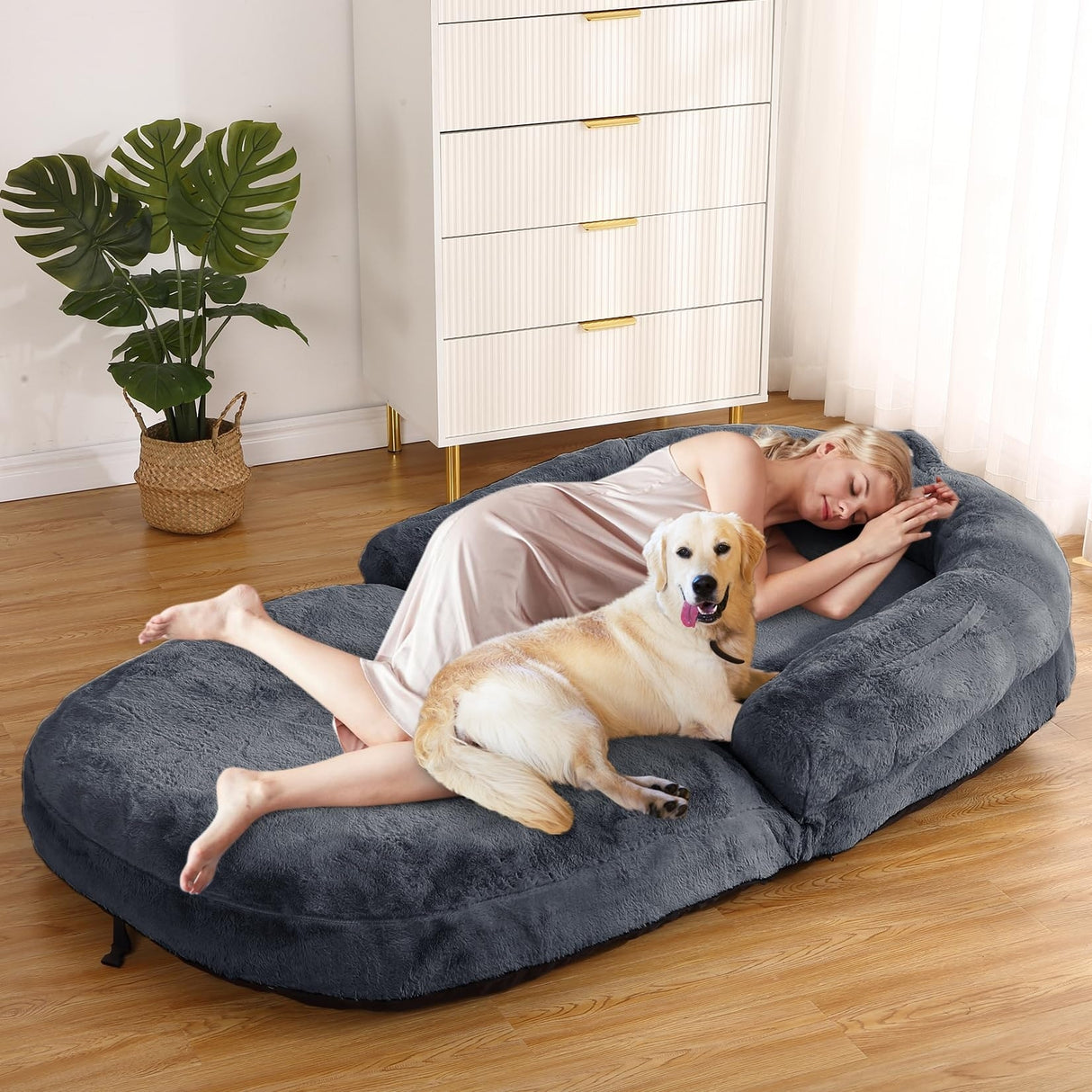 Foldable Human Sized Dog Bed for People Adults