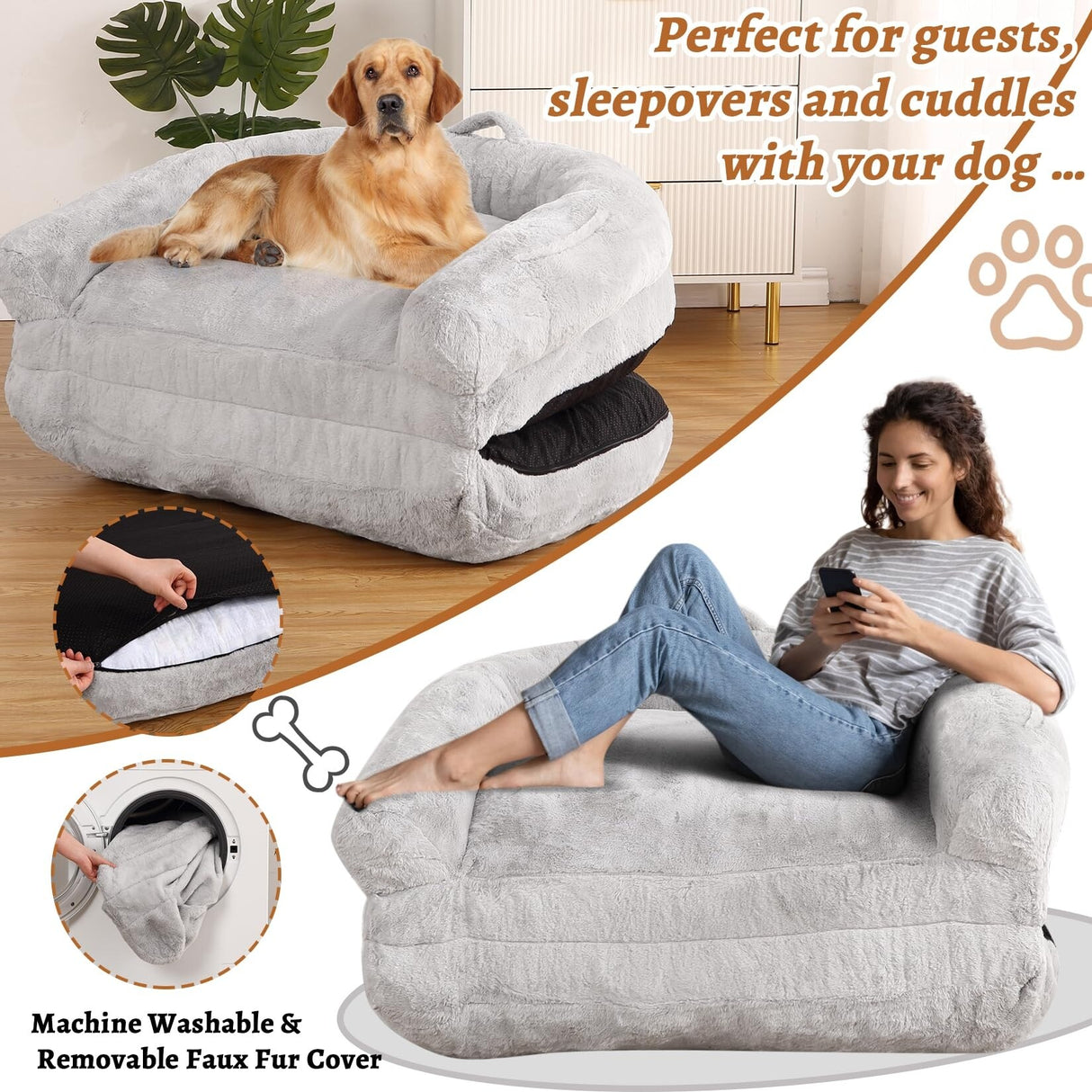 Foldable Human Sized Dog Bed for People Adults