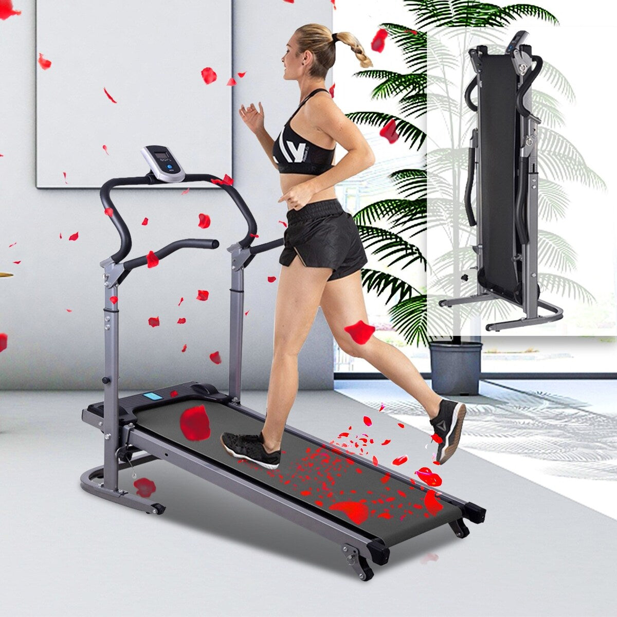 Foldable Manual Walking Treadmill No need To Plug In No Motor