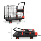 Foldable Platform Push Hand Truck Cart, Basket Cage Cart, 660 lbs. Weight Capacity - 660-lbs-Weight-Capacity