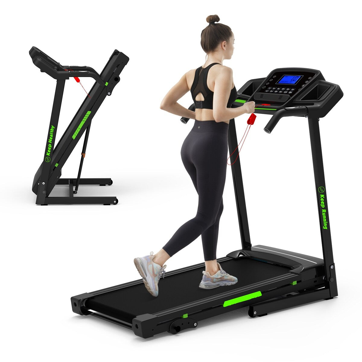 Foldable Treadmill with Incline, Folding Treadmill for Home Electric,Handrail Controls Speed, Pulse Monitor