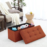 Foldable Tufted Linen Large Storage Ottoman Bench Foot Rest Stool/Seat - 15" x 30" x 15"