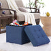 Foldable Tufted Linen Storage Ottoman