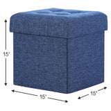 Foldable Tufted Linen Storage Ottoman