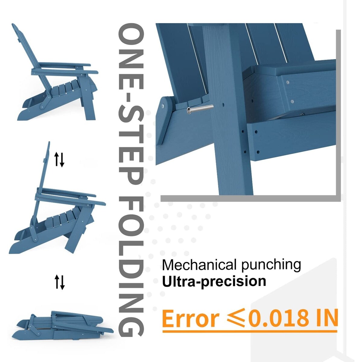 Folding Adirondack Chair Weather resistant Outdoor Garden Patio Chair by WINSOON