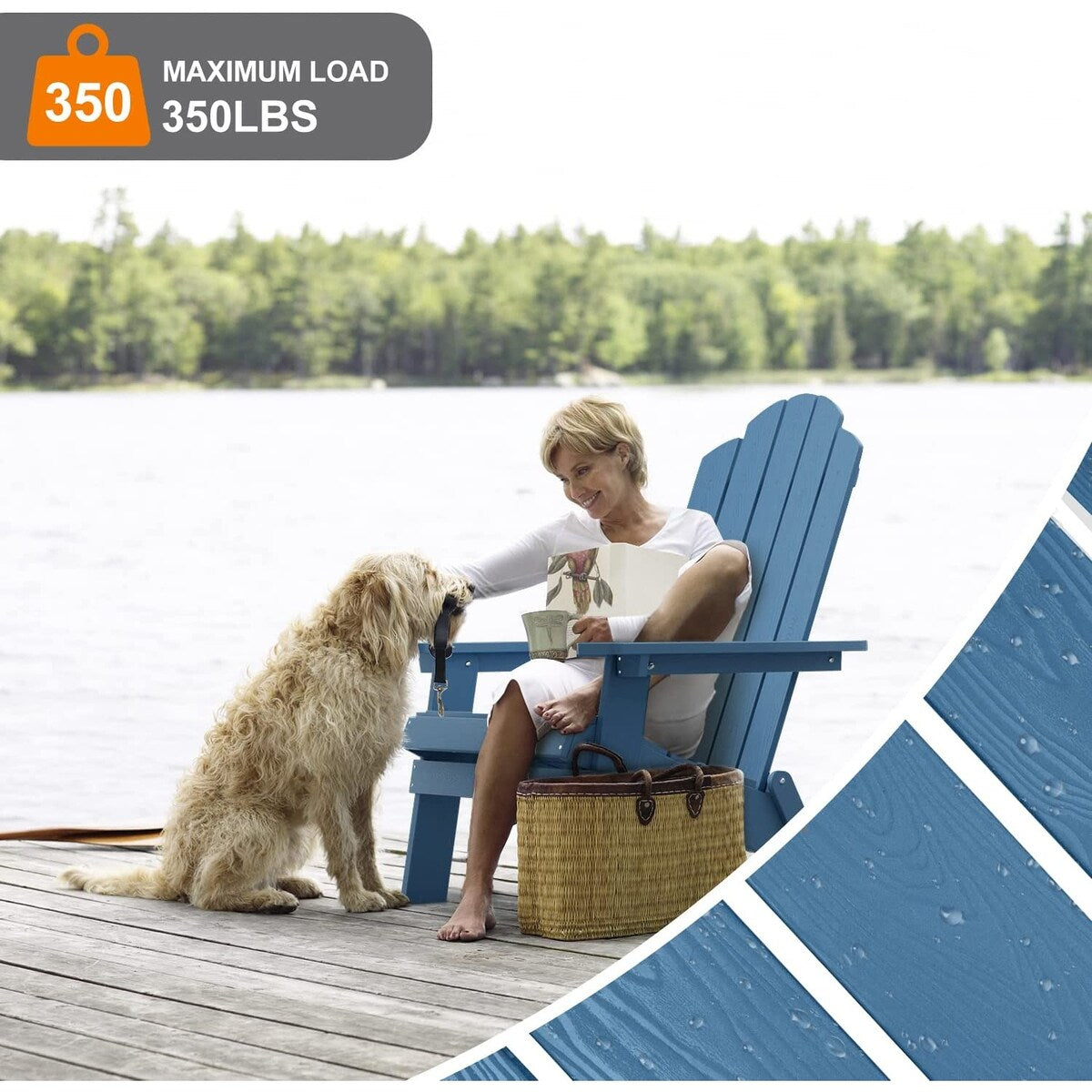 Folding Adirondack Chair Weather resistant Outdoor Garden Patio Chair by WINSOON