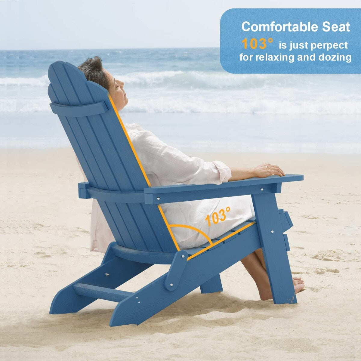 Folding Adirondack Chair Weather resistant Outdoor Garden Patio Chair by WINSOON
