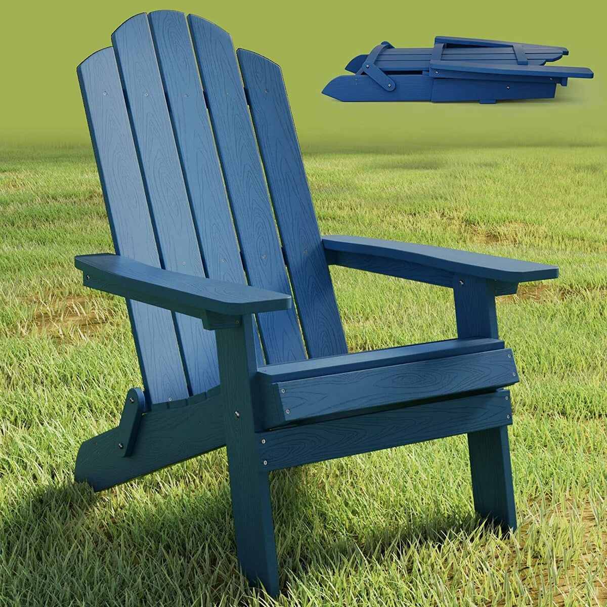 Folding Adirondack Chair Weather resistant Outdoor Garden Patio Chair by WINSOON