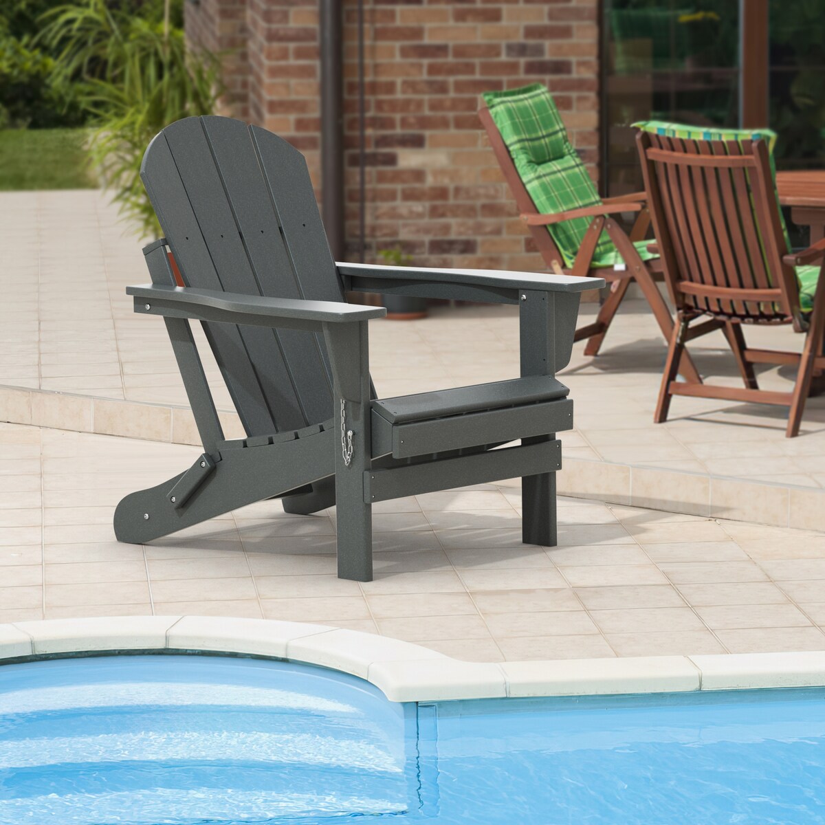 Folding Adirondack Chair Fire Pit Chair HDPE Resin Patio Outdoor Chai Overstock