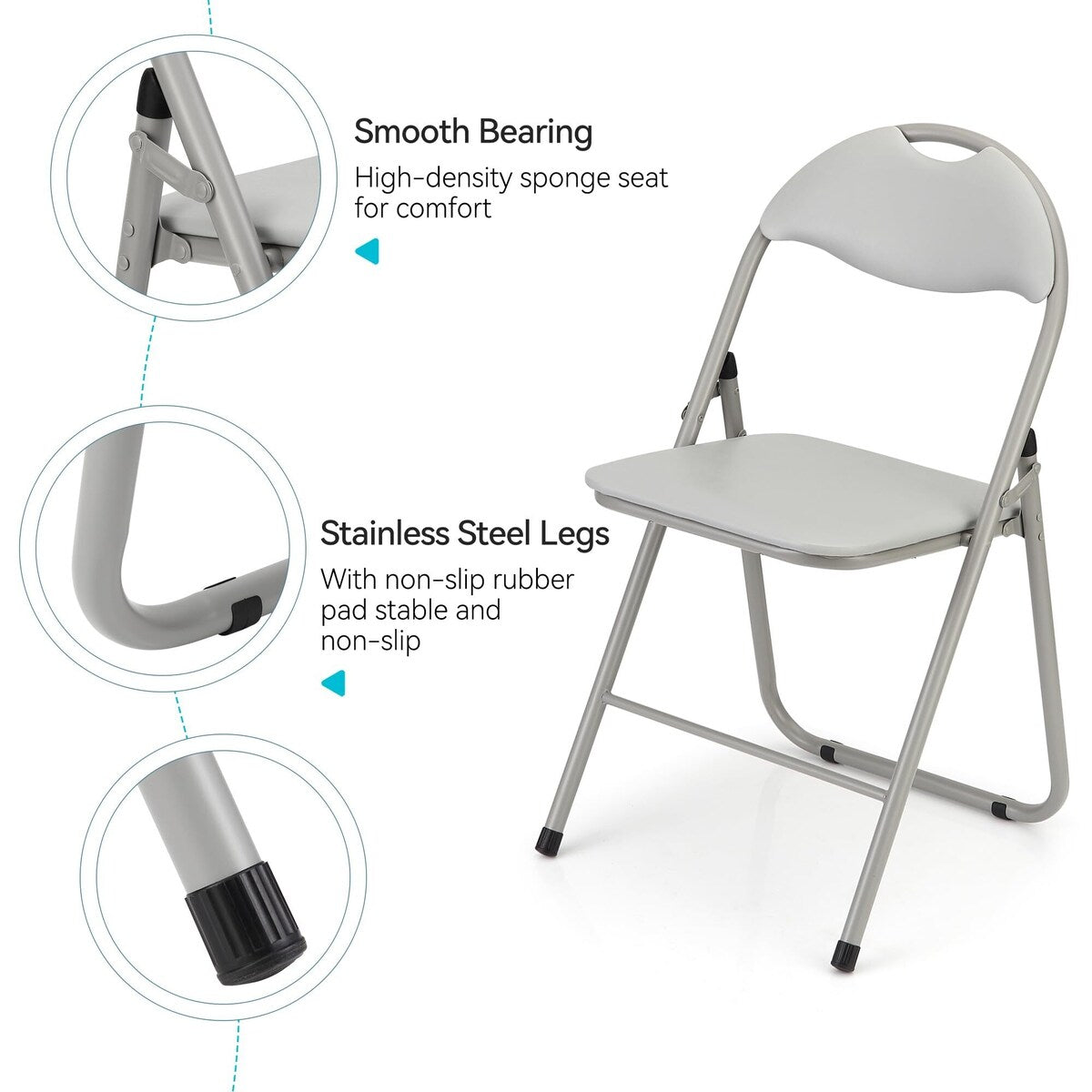 Folding Chairs 2/4/6 Pack with Cushion