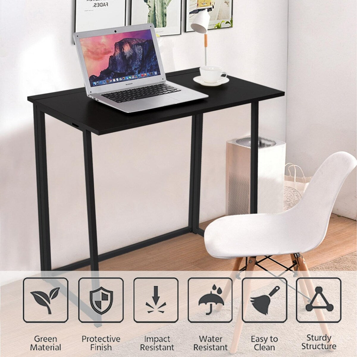 Folding Computer Desk Black
