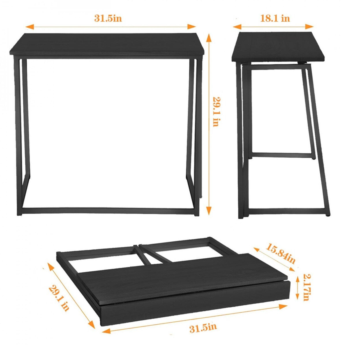 Folding Computer Desk Black