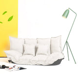 Folding Couch Bed Convertible Floor Sofa, with 2 Pillows Foldable 63 Inch Guest Chaise Lounge Linen Fabric