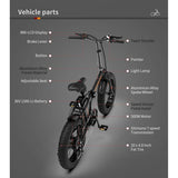 Folding Electric Bike With 36V/13Ah Li-Battery Beach Snow Bicycle