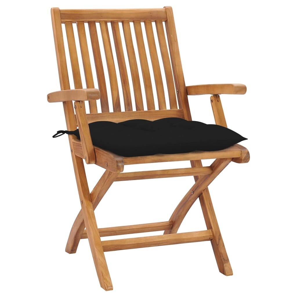 Folding Garden Chairs with Cushions 4 pcs Solid Teak Wood