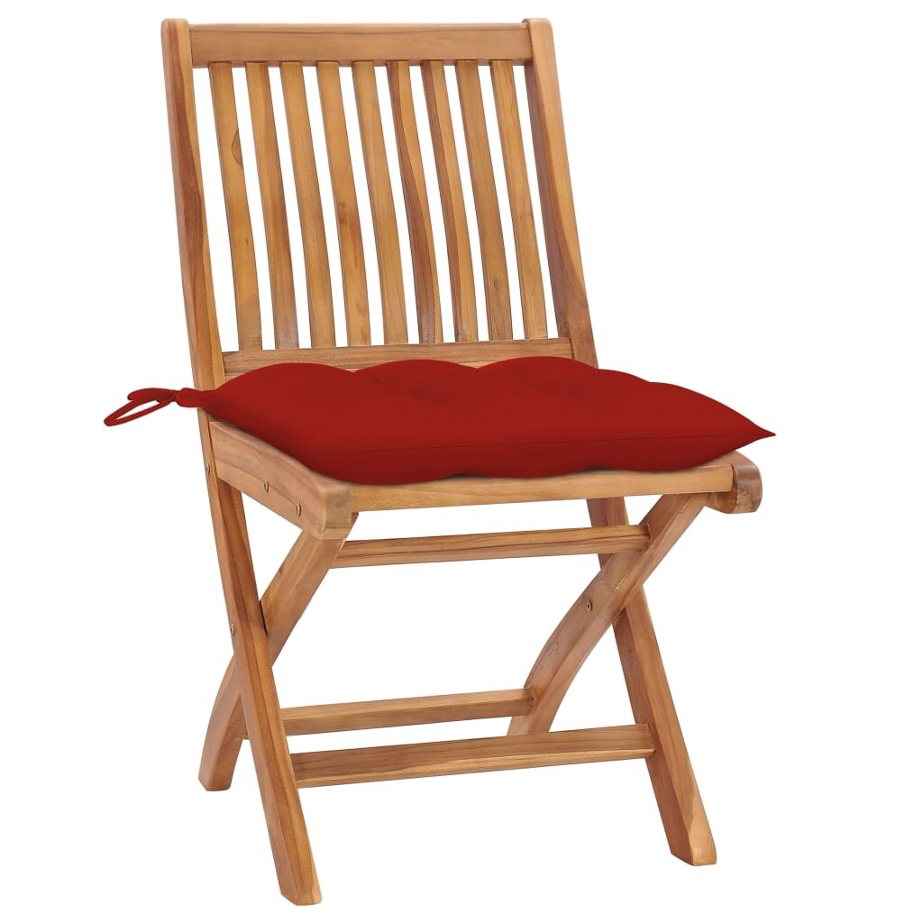 Folding Garden Chairs with Cushions 6 pcs Solid Teak Wood