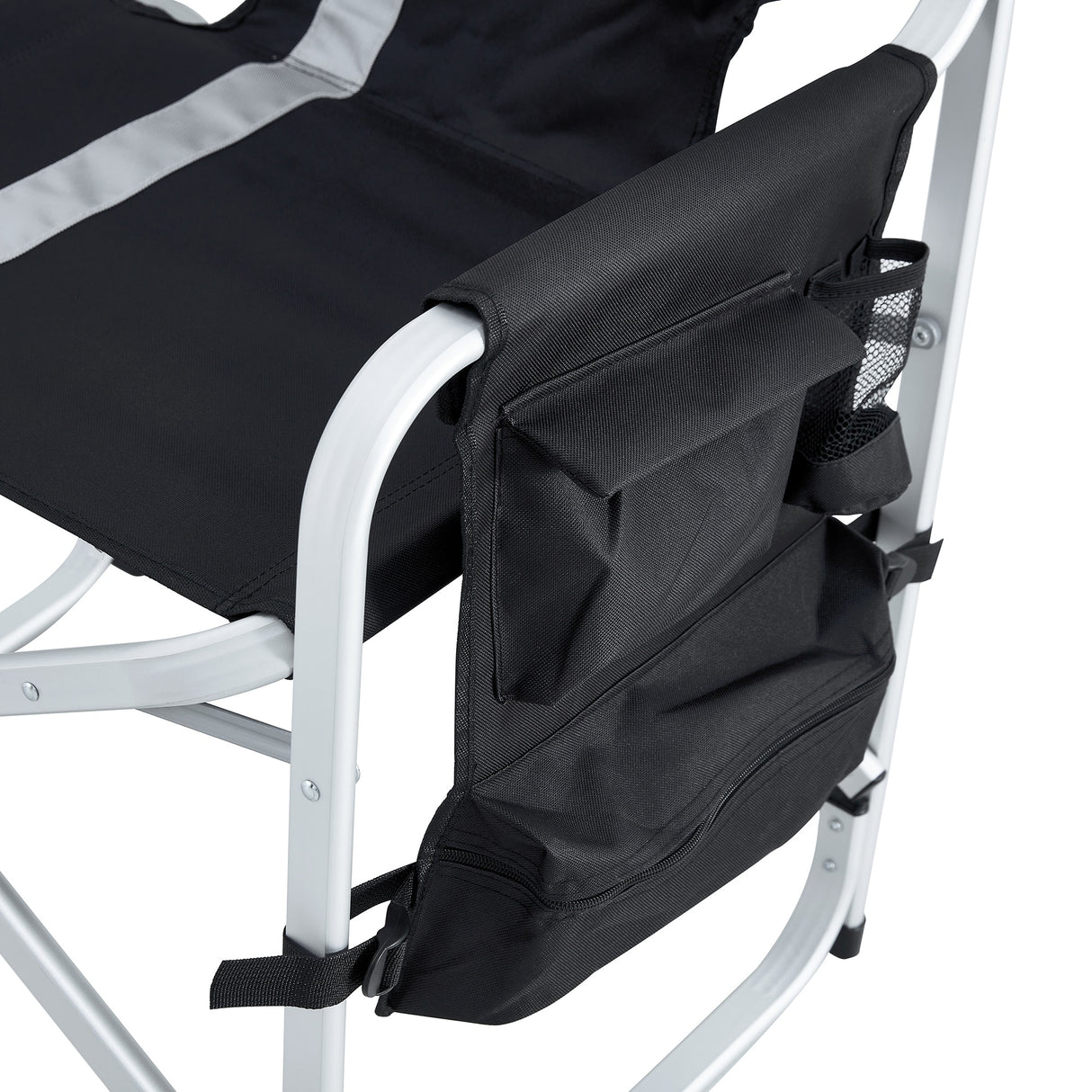 Folding Outdoor Chair with Side Table and Storage Pockets