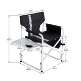 Folding Outdoor Chair with Side Table and Storage Pockets