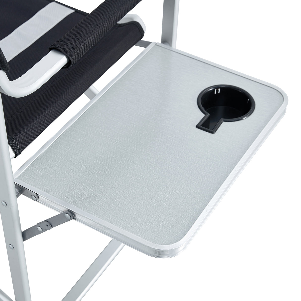 Folding Outdoor Chair with Side Table and Storage Pockets