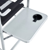 Folding Outdoor Chair with Side Table and Storage Pockets