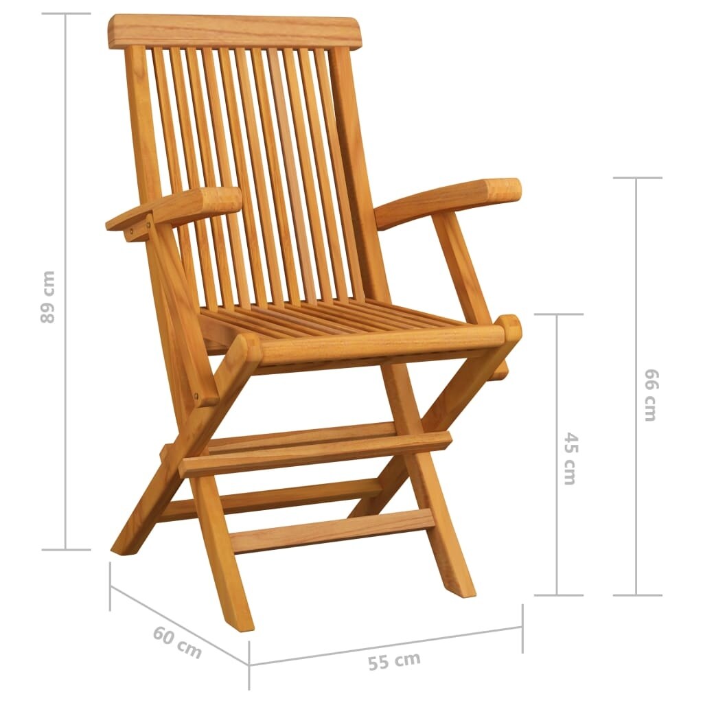 Folding Patio Chairs 4 pcs Solid Teak Wood