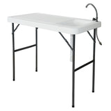 Folding Portable Fish Table with Sink Faucet - White - 23" x 37" x 45"