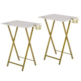 Folding TV Trays Set of 2, Snack Eating Tables with Cup Holder