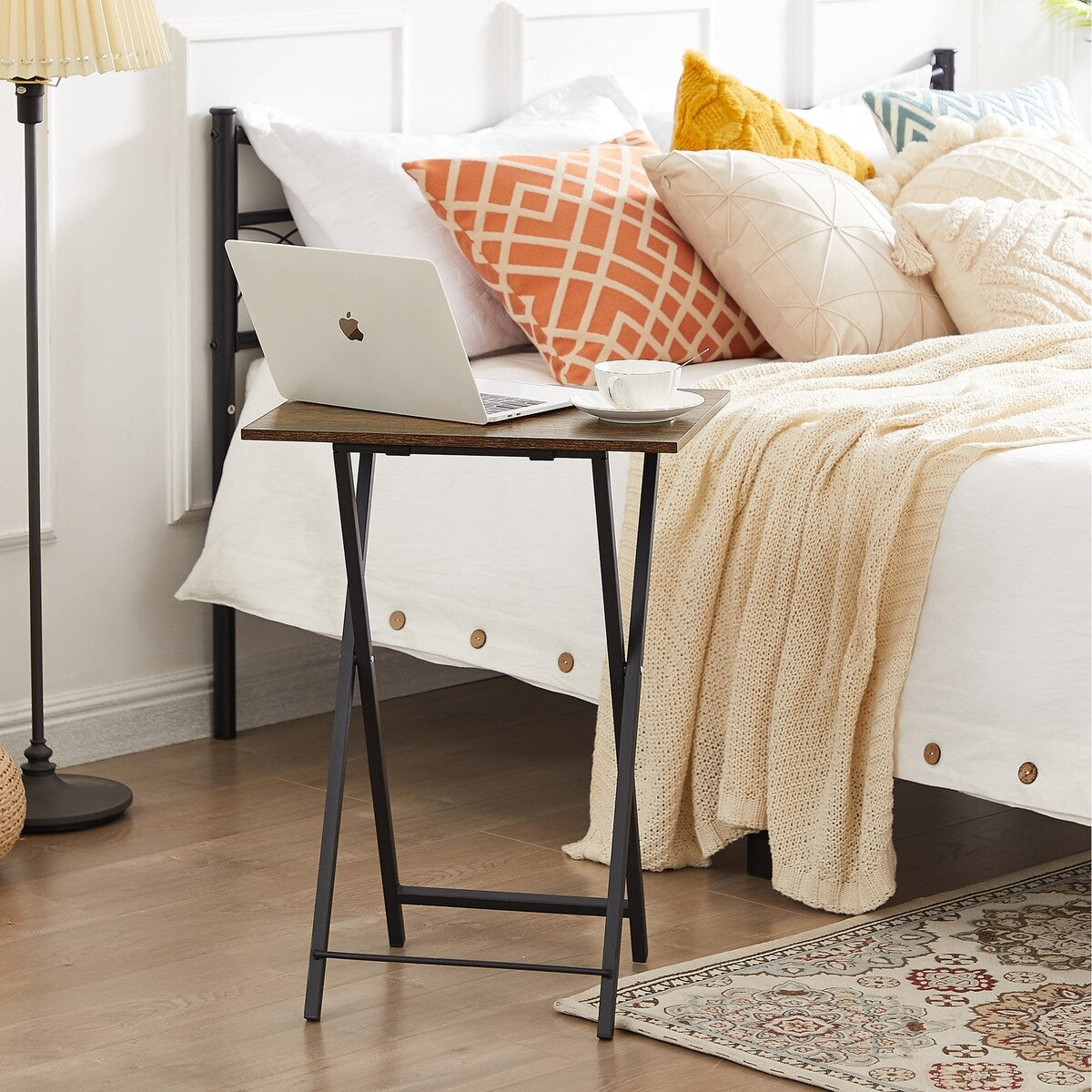 Folding TV Trays Set of 2, Snack Eating Tables with Cup Holder