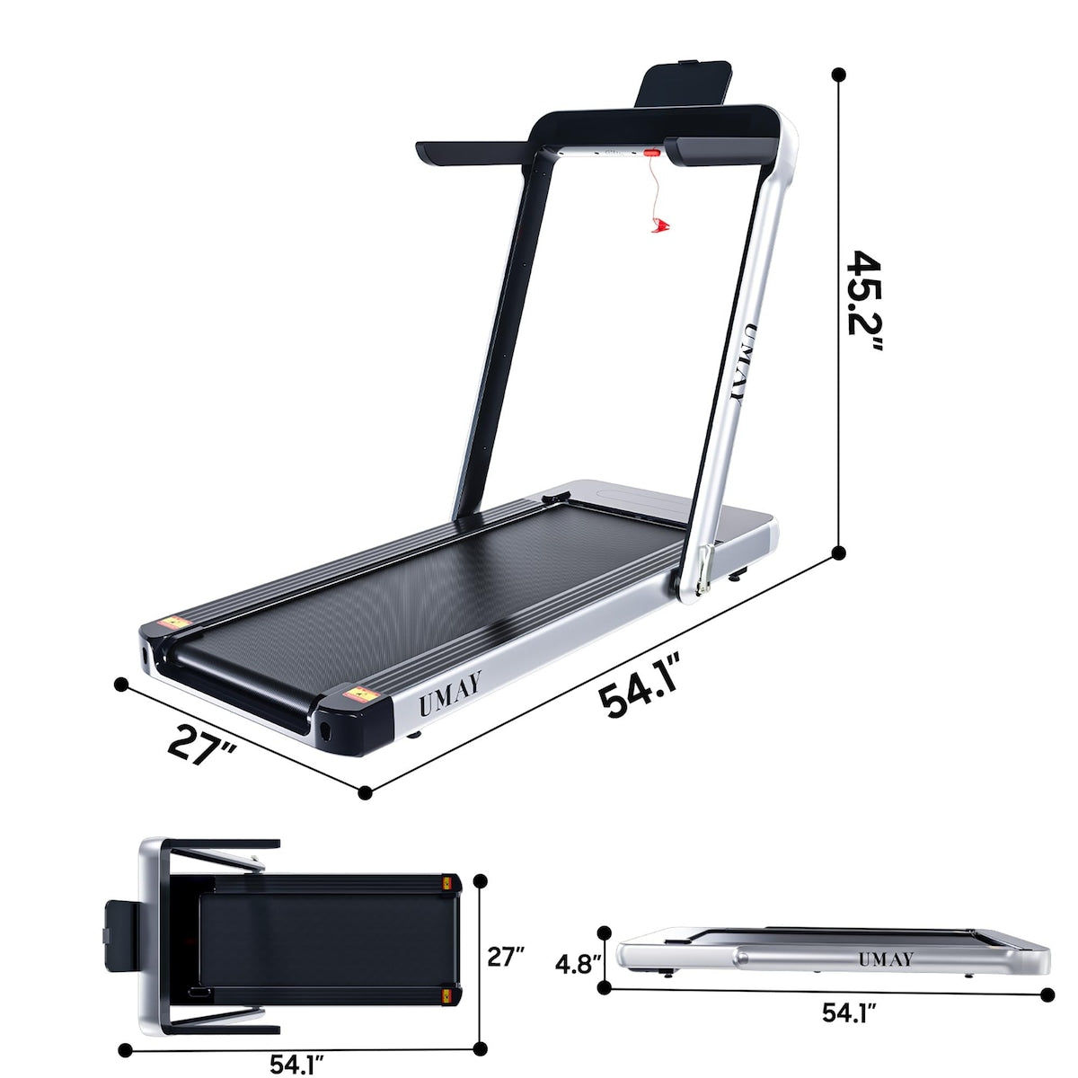 Folding Treadmill for Home Motorised Treadmill w/ LCD Display & APP