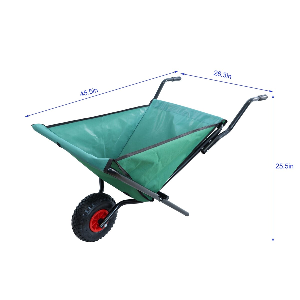 Folding Yard Garden Wheelbarrow， Foldable Lightweight Gardening Oxford Cloth Cart with 10 inch Pneumatic Tire