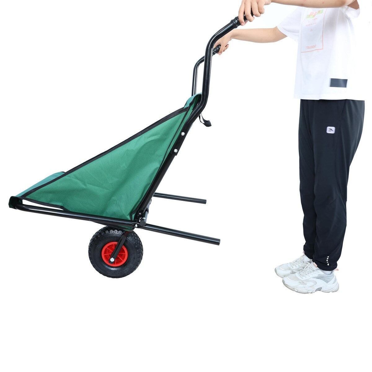 Folding Yard Garden Wheelbarrow， Foldable Lightweight Gardening Oxford Cloth Cart with 10 inch Pneumatic Tire