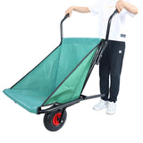 Folding Yard Garden Wheelbarrow， Foldable Lightweight Gardening Oxford Cloth Cart with 10 inch Pneumatic Tire